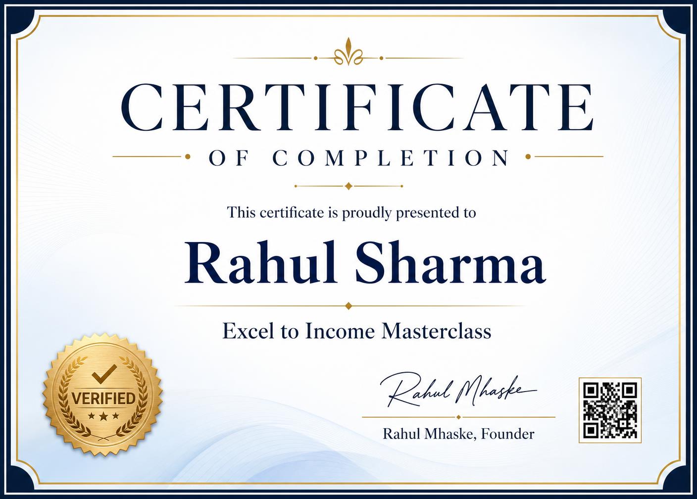 Course completion certificate